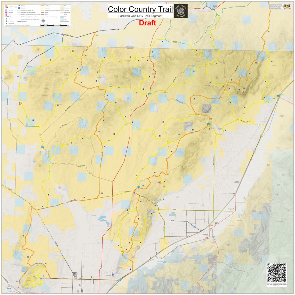 Parowan Gap Trail Map Utah UTV/ATV Rental
