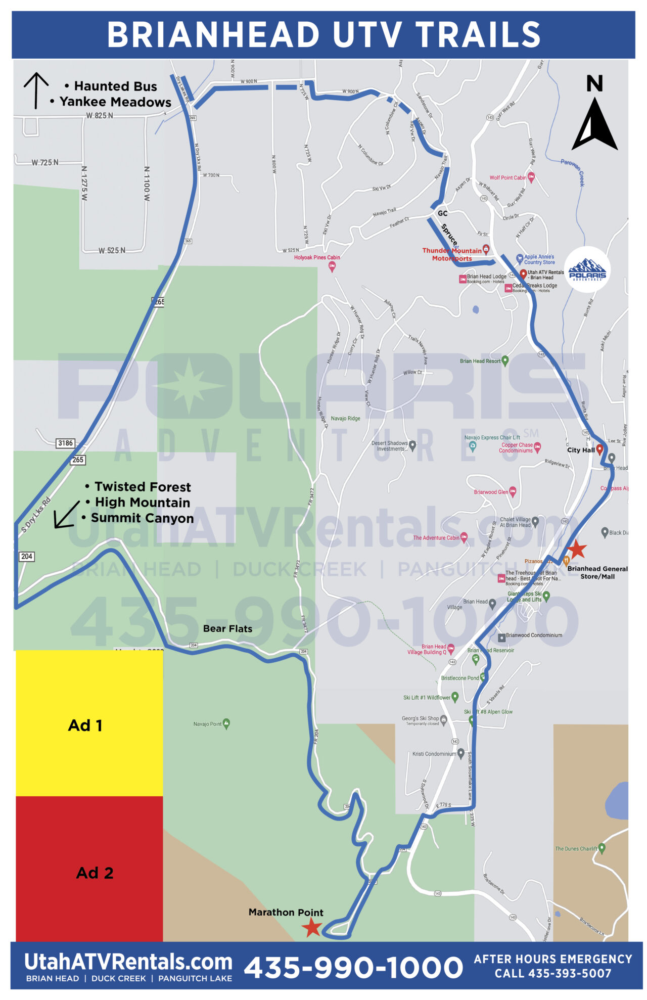Brian Head Trail Map Utah UTV/ATV Rental